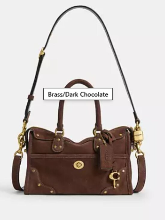 Coach Handbags - Coach Rhyder Satchel Bag 24 suede brass dark chocolate